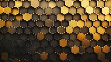 Poster - abstract honeycomb pattern background with a gradient of golden hues, adding a modern and dynamic to
