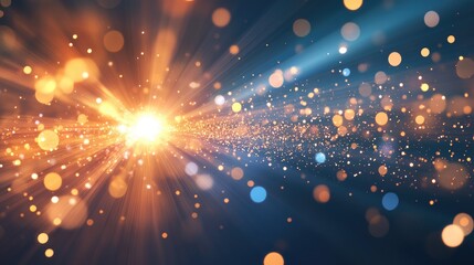 Poster - Abstract light burst background with rays of glowing light and particles, creating a dynamic and energetic visual.