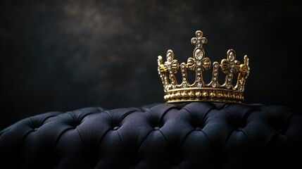 Poster - Crown placed on a cushion, representing royalty and success. Text space available.