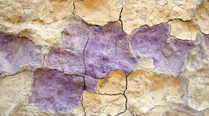 Wall Mural - Textured background of rough uneven surface of brown and purple stone wall with cracks