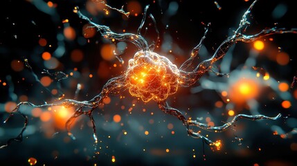 Poster - Vibrant Abstract Neural Network, a dynamic display of glowing nodes and intricate connections, embodying a futuristic digital landscape filled with energy and innovation.