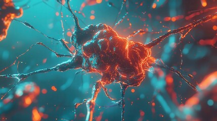 Poster - vibrant abstract neural network, a dynamic display of glowing nodes and interconnected pathways, evo