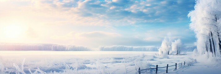 Poster - Winter Wonderland: Frosty Trees and Tranquil Landscape