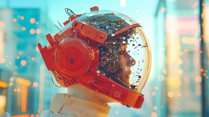 Poster - AI and Human Collaboration, a vibrant scene depicting the synergy between artificial intelligence and humans, showcasing innovation, creativity, and shared progress in a dynamic environment