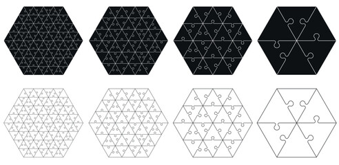 Poster - puzzle pieces template with geometric triangle shapes. abstract jigsaw pattern.