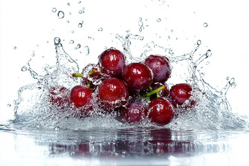 , red grape waterfall splash, liquid explosion. Bright colors on a white background,