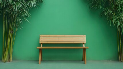 Bamboo bench in a green garden, ecofriendly furniture, natureinspired seating