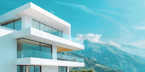 Modern high-end villa building scene background