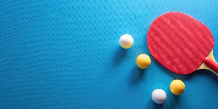 minimal table tennis equipment set on blue background