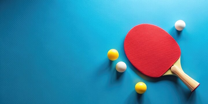 minimal table tennis equipment set on blue background