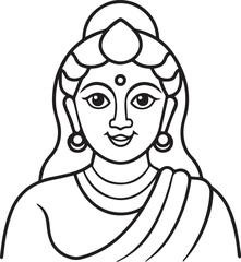 Wall Mural - sharad purnima line art vector