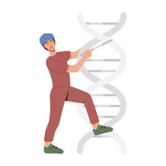 Poster - Character based flat illustration of geneticist 

