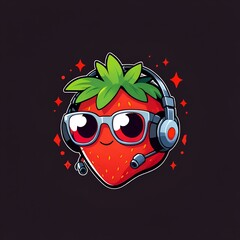 Wall Mural - Cute Strawberry Gamer