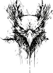 Handdrawn eagle scribble art silhouette