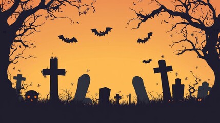 graveyard silhouette halloween Abstract Background