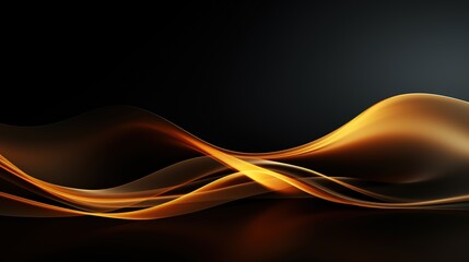 Poster - Abstract black and gold flowing waves background.
