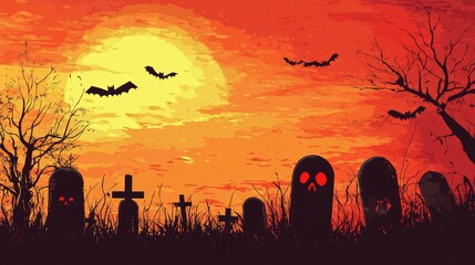 graveyard silhouette halloween Abstract Background