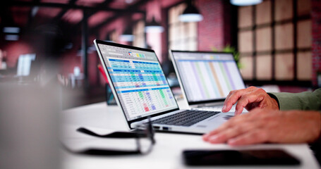 Poster - Medical Data In Spreadsheet. Accountant Billing