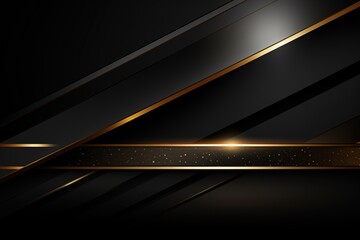 Poster - Abstract black and gold geometric background.