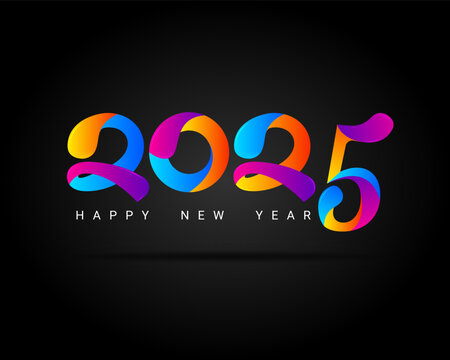 2025 happy new year colorful Text design. 2025 Happy New Year vector design illustration