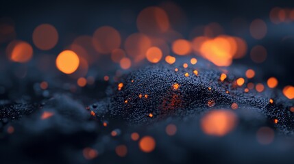  Two blurred images feature black surfaces, each containing orange lights at their centers