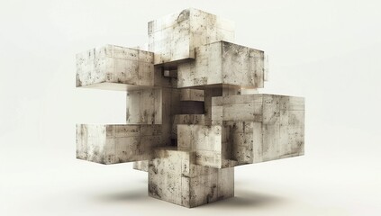 Wall Mural - Abstract Concrete Sculpture in a White Setting