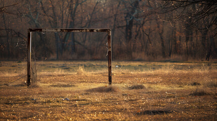 Canvas Print - A rusty metal soccer goal 