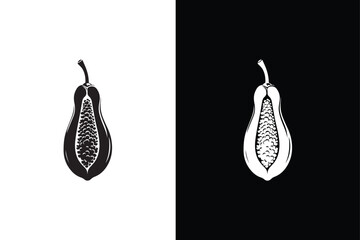 Canvas Print - Papaya silhouette icon vector illustration. Papaya icon. Simple illustration of papaya vector icon black white