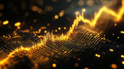 Aufkleber - A close-up of a gold price chart with a dynamic upward trend in yellow and gold lines, displayed on a sleek black background.