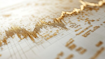 Leinwandbilder - A close-up view of a gold price chart with intricate details, including percentage changes and key metrics, highlighted against a clean, white background.