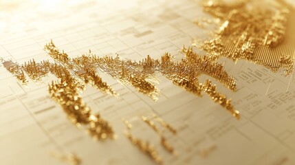 Poster - A close-up view of a gold price chart with intricate details, including percentage changes and key metrics, highlighted against a clean, white background.