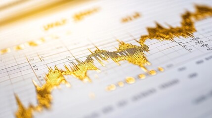 Leinwandbilder - A close-up view of a gold price chart with intricate details, including percentage changes and key metrics, highlighted against a clean, white background.