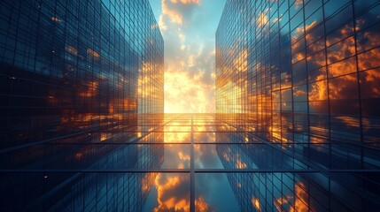 Poster - A city skyline with a beautiful sunset in the background