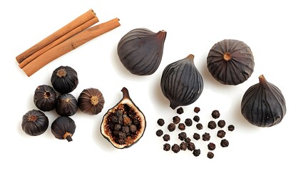 Wall Mural - Figs, Cinnamon Sticks, and Black Peppercorns