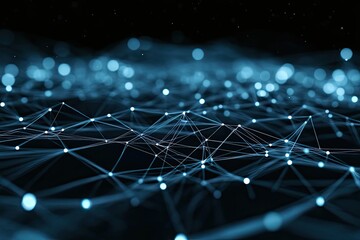 Poster - Abstract Network of Blue Lines and Glowing Points