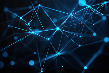 Poster - Abstract Blue Luminous Network Interconnections