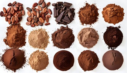 Wall Mural - Cocoa Powder, Beans and Chocolate Pieces