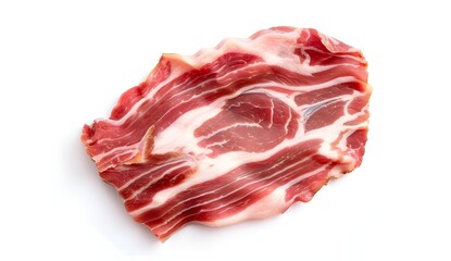 Wall Mural - Close up of fresh bacon on white background