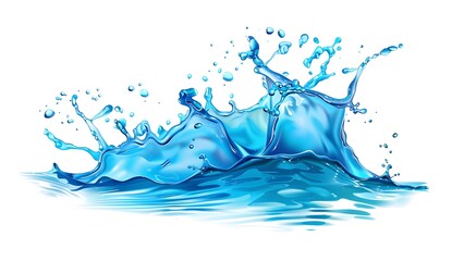 Poster - Blue Water Splash on White Background