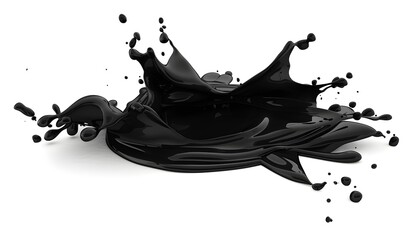 Poster - Black Liquid Splash with Drops