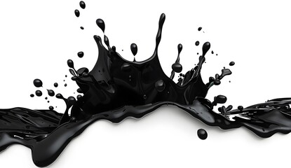 Poster - Black Liquid Splash Isolated on White Background