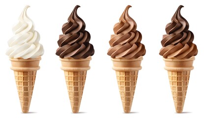 Canvas Print - Four Ice Cream Cones with Different Flavors