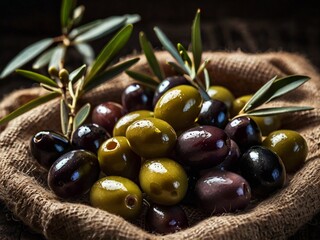 Wall Mural - black and green olives