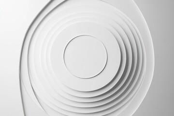 Wall Mural - Abstract white concentric circles with subtle depth and shadows