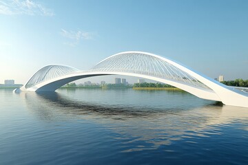 Modern White Bridge Over Water