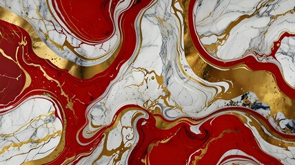 Wall Mural - marble abstract red white gold black blue