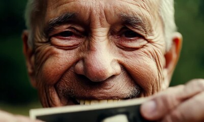 Sticker - Portrait of an old man in the park, close-up