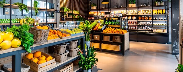 Wall Mural - Fresh Produce Display in a Modern Grocery Store.