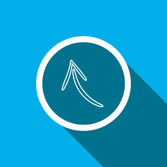 Poster - Curved arrow icon vector. Arrow pointer icon vector in trendy flat style. Arrow up icon image, Arrow up icon illustration isolated on blue background