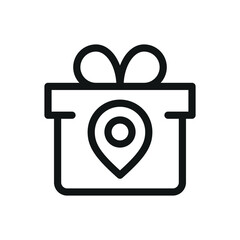 Aufkleber - Gift box map location isolated icon, gift shop with map pinvector symbol with editable stroke